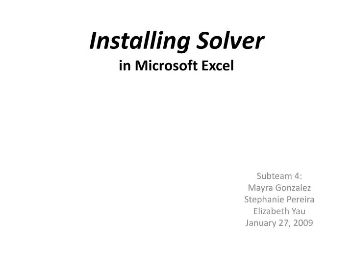 installing solver in microsoft excel