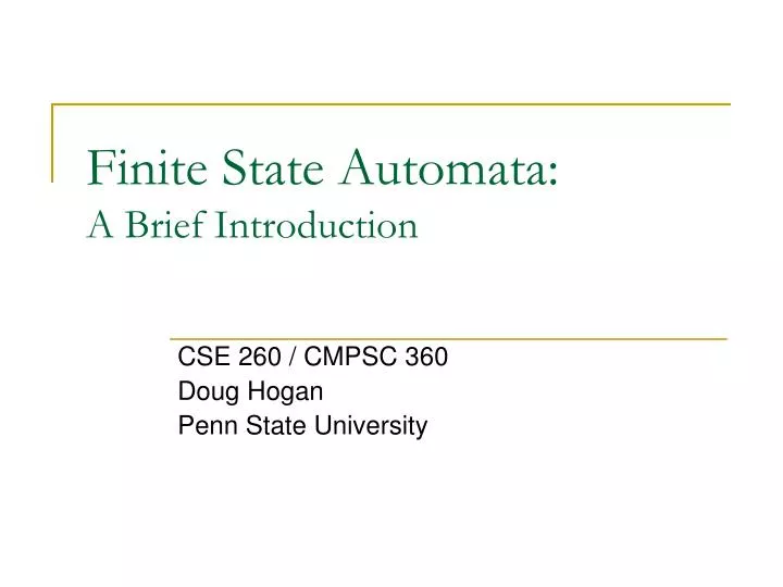 finite state automata a brief introduction
