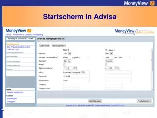 startscherm in advisa