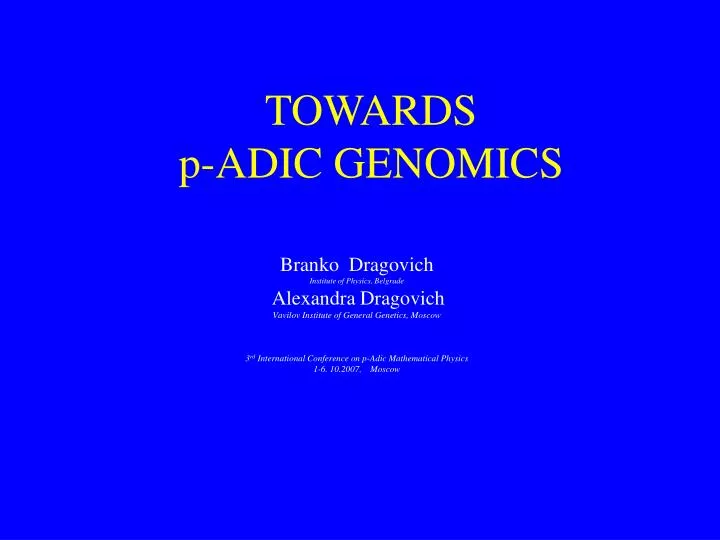 towards p adic genomics