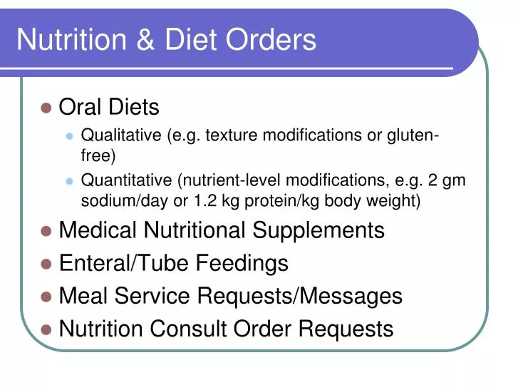 nutrition diet orders