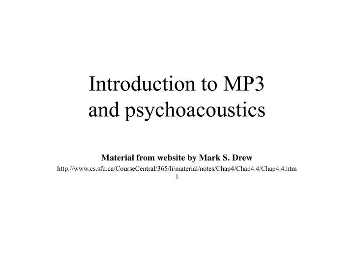 introduction to mp3 and psychoacoustics