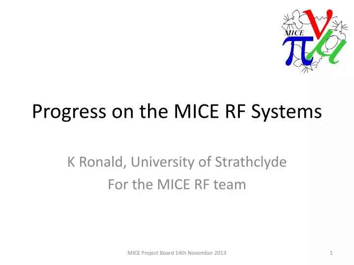 progress on the mice rf systems