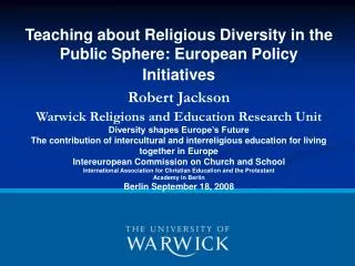 Teaching about Religious Diversity in the Public Sphere: European Policy Initiatives