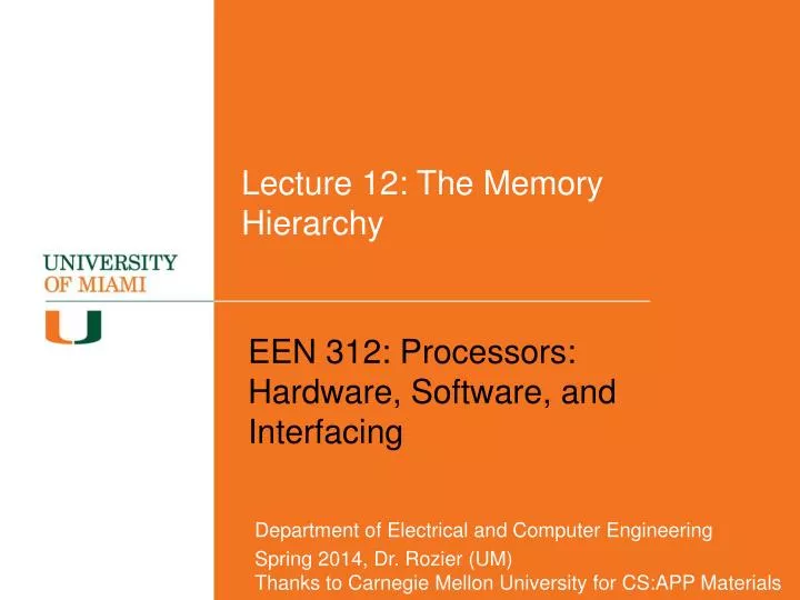 lecture 12 the memory hierarchy