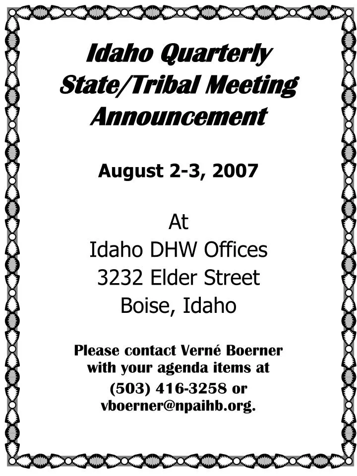 idaho quarterly state tribal meeting announcement