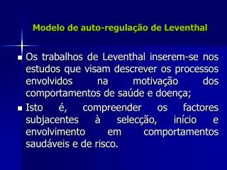 modelo de auto regula o de leventhal
