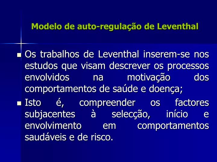 modelo de auto regula o de leventhal