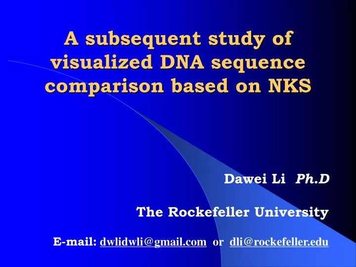 a subsequent study of visualized dna sequence comparison based on nks