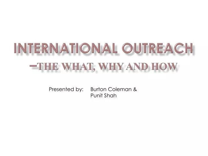 international outreach the what why and how
