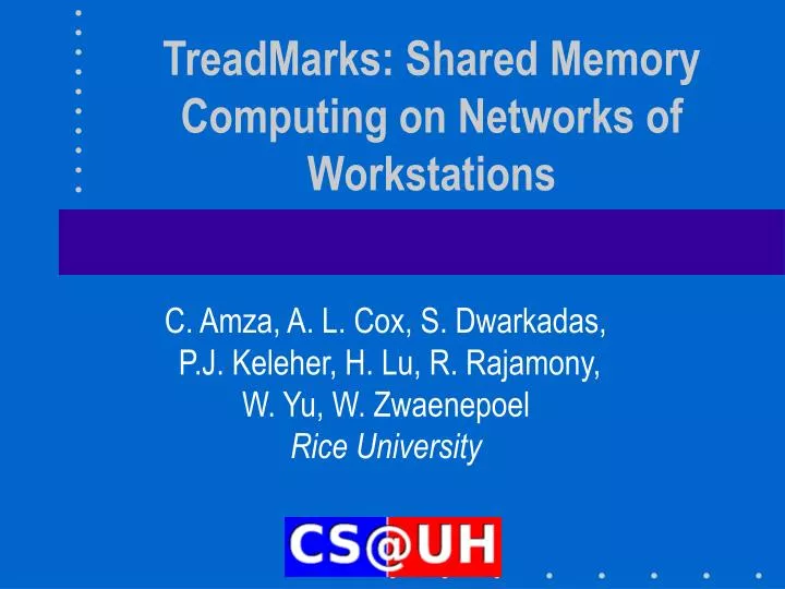 treadmarks shared memory computing on networks of workstations