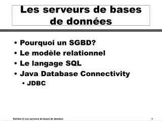 les serveurs de bases de donn es
