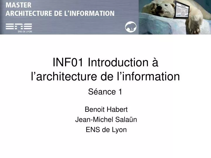 inf01 introduction l architecture de l information s ance 1