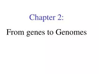 Chapter 2: From genes to Genomes
