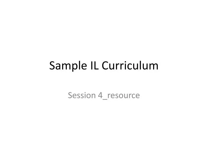 sample il curriculum