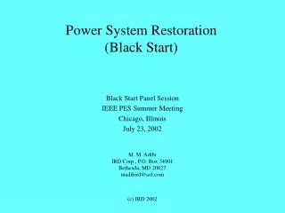 Power System Restoration (Black Start)