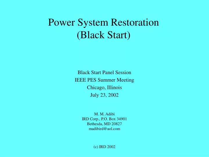 power system restoration black start