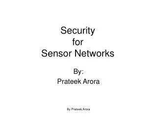 security for sensor networks