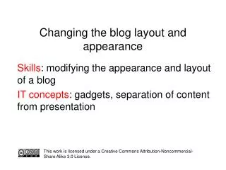 Changing the blog layout and appearance