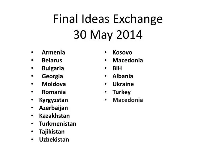 final ideas exchange 30 may 2014