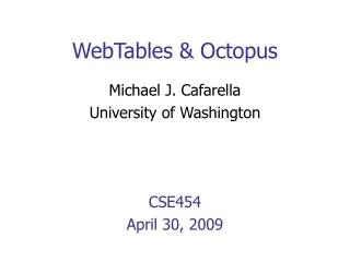 WebTables &amp; Octopus