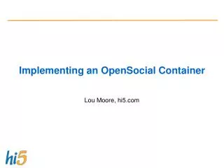 Implementing an OpenSocial Container