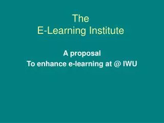 The E-Learning Institute