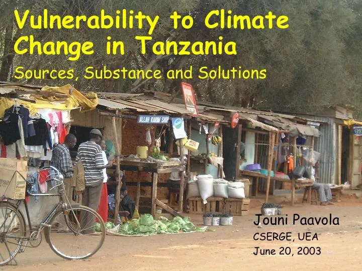 vulnerability to climate change in tanzania sources substance and solutions
