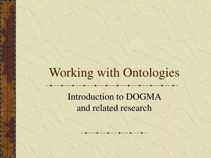 working with ontologies