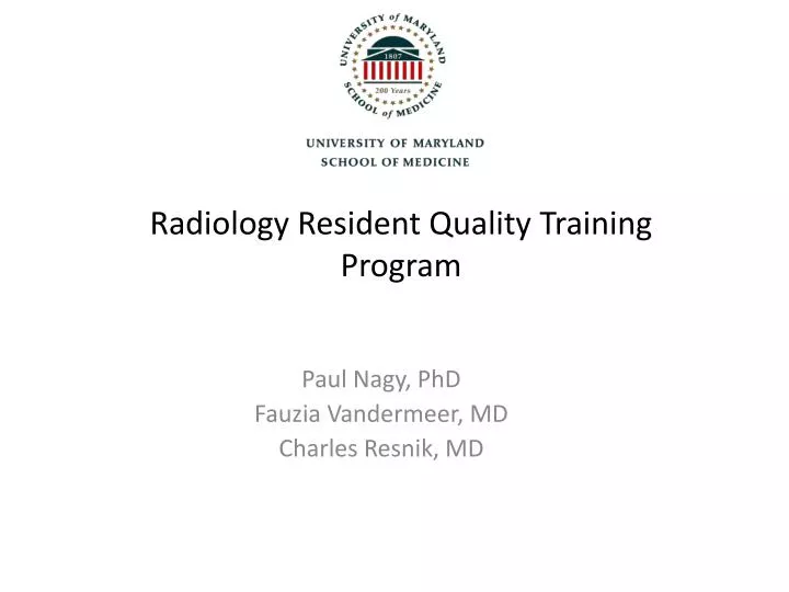 radiology resident quality training program
