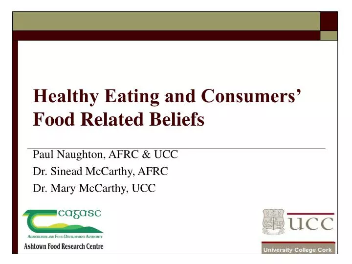 healthy eating and consumers food related beliefs
