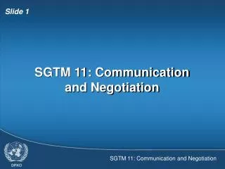 SGTM 11: Communication and Negotiation