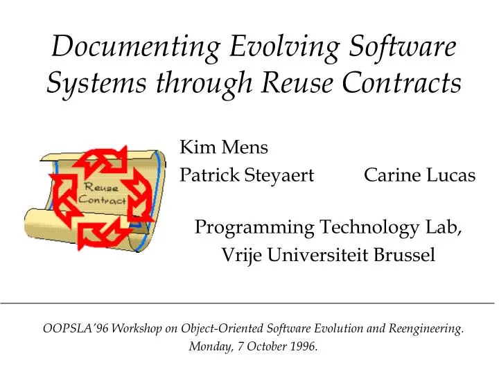 documenting evolving software systems through reuse contracts