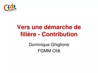 vers une d marche de fili re contribution