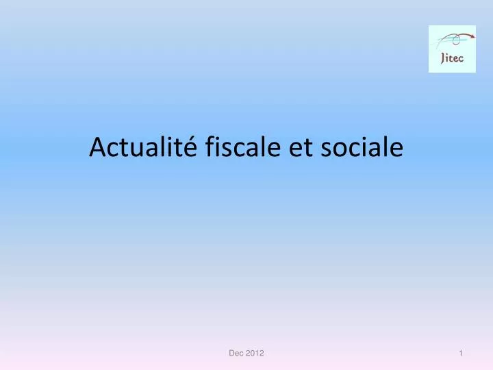 actualit fiscale et sociale