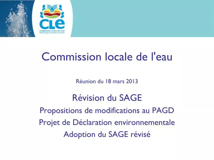 commission locale de l eau r union du 18 mars 2013