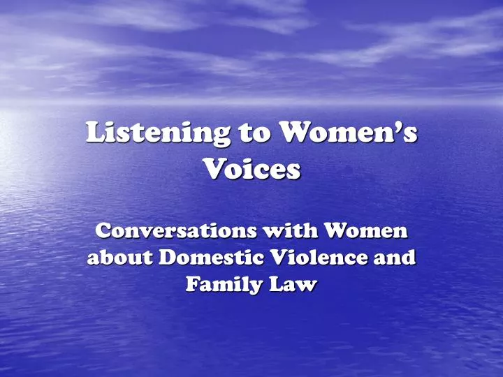 listening to women s voices