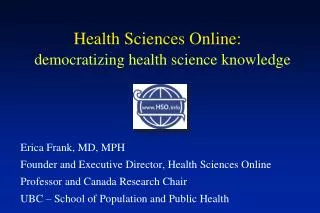 Health Sciences Online: