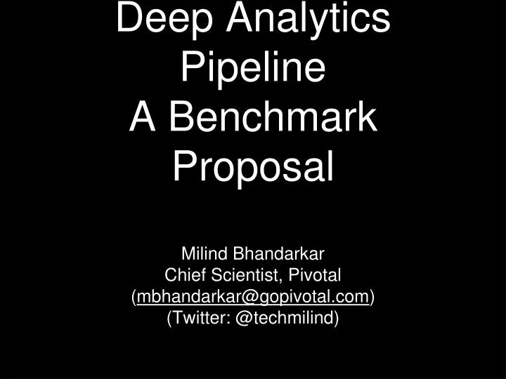 deep analytics pipeline a benchmark proposal