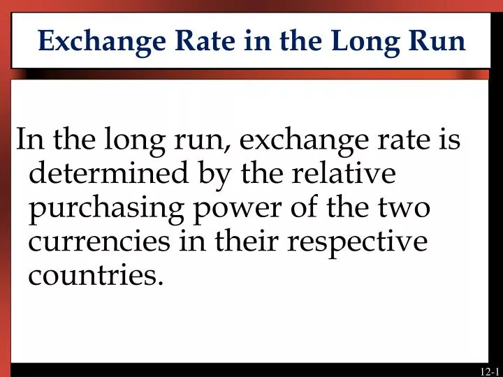 exchange rate in the long run
