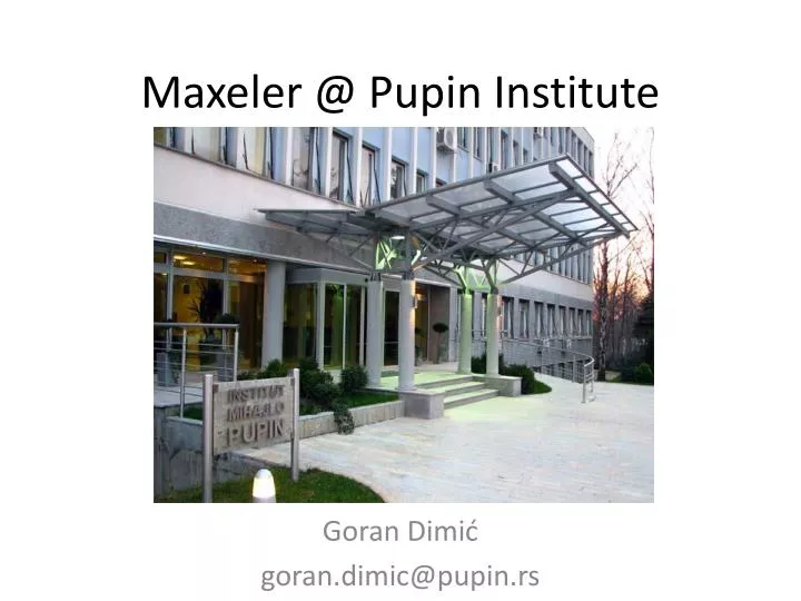 maxeler @ pupin institute