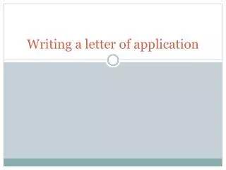 Writing a letter of application