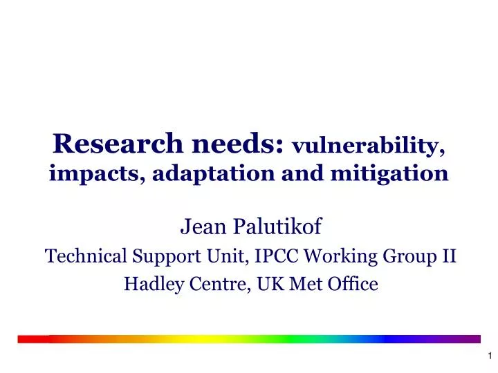 research needs vulnerability impacts adaptation and mitigation
