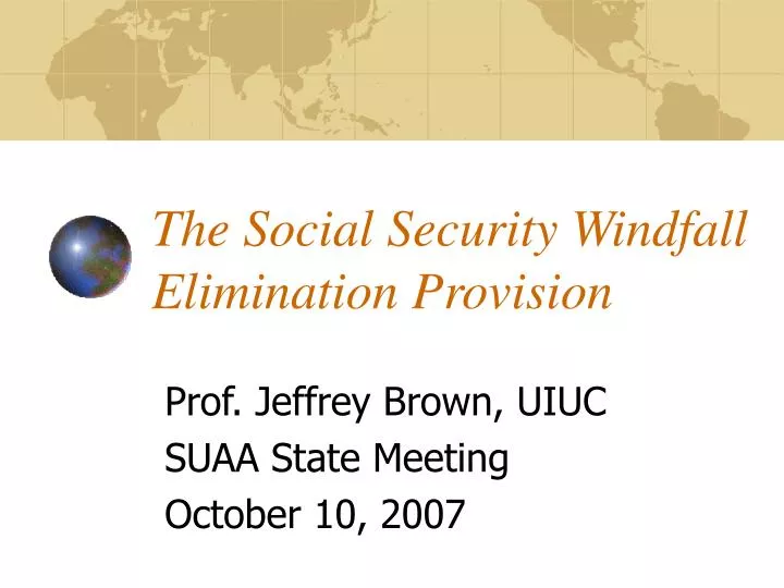 the social security windfall elimination provision