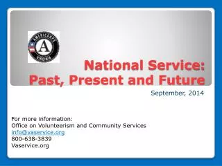 National Service: Past, Present and Future