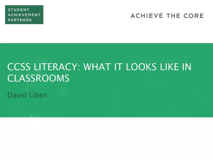 ccss literacy what it looks like in classrooms