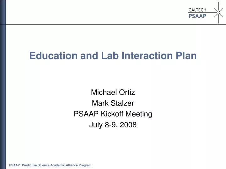 education and lab interaction plan