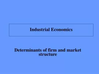 Determinants of firm and market structure