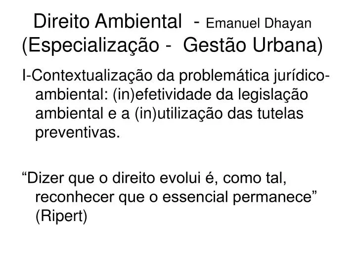 direito ambiental emanuel dhayan especializa o gest o urbana