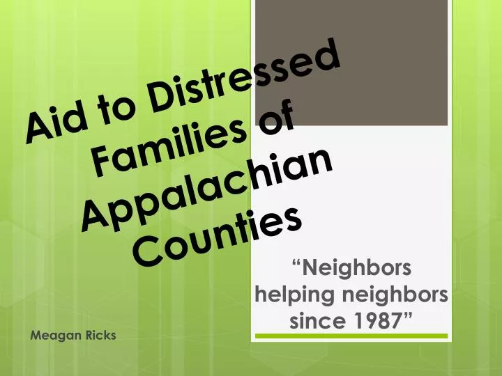 aid to distressed families of appalachian counties